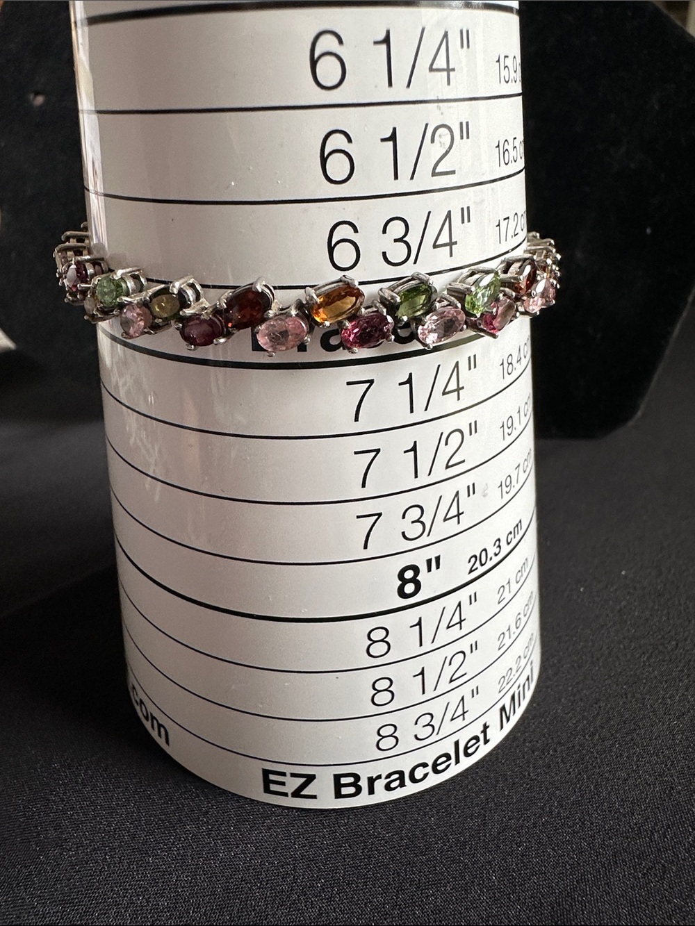 Tourmaline & 925 sterling silver EUC tennis bracelet. Genuine oval cut gemstone - Picture 6 of 6